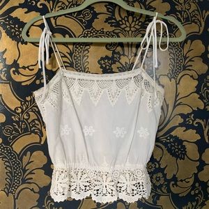 ASTR the Label White Sweet Tank Top Ruffle Eyelet